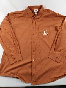 Vintage Red Oak Texas Long Horns Button Down Short Orange Micro Plaid Large  - Picture 1 of 8