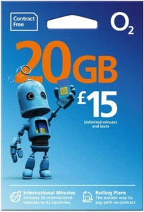 O2 £15 Sim Card -  O2 BUNDLE Pay as you go Prepaid - BRAND NEW - Free Postage - Afbeelding 1 van 1