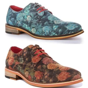 Justinreess England Ben Floral Suede Oxford Dress Shoes Multi Mens US 7 - 14 - Picture 1 of 13