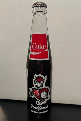 NC State Wolfpack Basketball - 1983 NCAA Champions Glass Coke Bottle Cover