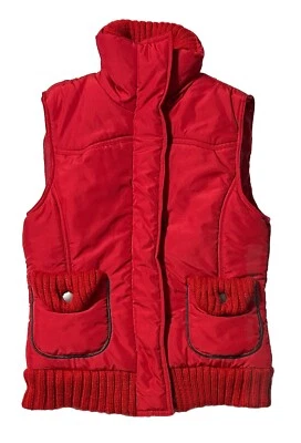 Chaleco Love Tree para mujer rojo hasta la cintura cremallera completa con bolsillos talla pequeña Foto 1 de 4