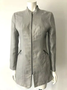 AUTOGRAPH GREY LINEN COTTON MIX LONG ZIP JACKET SIZE 8 BNWT RRP £75 - Picture 1 of 8