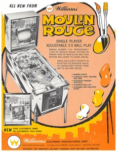 Moulin Rouge Williams Pinball Flyer / Brochure / Ad - Hard to Find - - Imagen 1 de 1