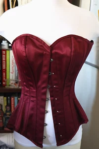 Corset Story Burgundy Satin Lace Up Corset Sz XXS 20 (For a 22-23" Waist) EXCEL - Picture 1 of 7