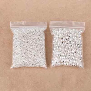 2-10MM Sterling Silver Round Beads Spacer Beads Silver Bead for Jewelry Making - Picture 1 of 29