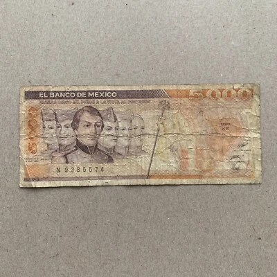 1989 Mexico Paper Money 5000 Pesos Cadets Heroes Mexican Currency Banknote - Image 1 of 3