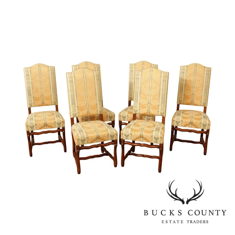 French Louis XIII Style Vintage OS de Mouton Set 6 Dining Chairs Cover