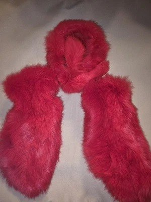 Vintage Genuine Rabbit Fur Ear Muffs & Mittens Adult Size Red  Set - Image 1 of 4