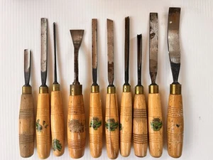 10 Stck. Posten Vintage Henry Taylor Sheffield Holzschnitzerei Meißel Hohlbeitel Werkzeuge Set - Bild 1 von 9