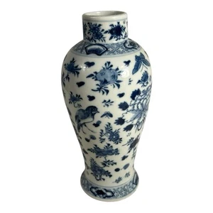 Antico vaso porcellana cinese blu e bianca dinastia Qing XIX secolo Kangxi - Foto 1 di 14