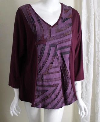 Blusa Top Tejida 3/4 Jersey Perejil y Salvia Talla L PÚRPURA Patchwork Foto 1 de 4