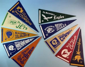 1970's NFL Football Mini-Pennants LOT of 10 Vintage Eagles Rams Bills Colts 10x - Picture 1 of 12