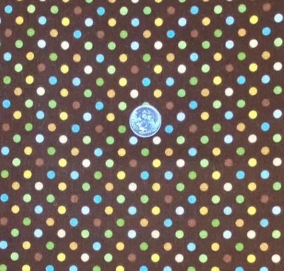 Coconut Grove, puntos multicolores sobre tela marrón, BTHY, lunares Foto 1 de 3