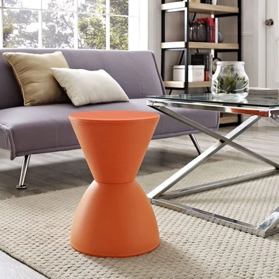 Modway Haste Contemporary Modern Hourglass Accent Stool in Orange - Image 1 of 3