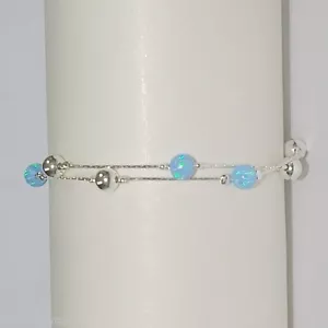 3 pz Catene Argento Sterling 925 Opale e Argento Perline Senza Cuciture Due Supporti CAVIGLIERE - Foto 1 di 10