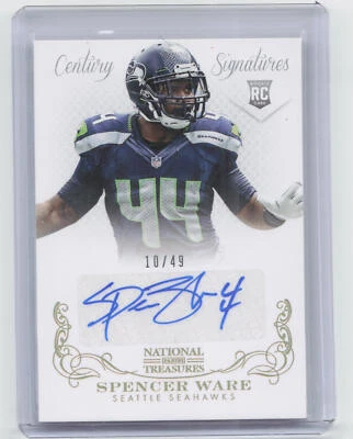 2013 Panini National Treasures #331 Spencer Ware RC Auto #'d /49 - Image 1 of 2