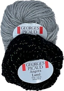 Georges Picaud ANGORA LAMÉ Angora Wool Silk Lurex yarn skein: black or gray - Picture 1 of 3