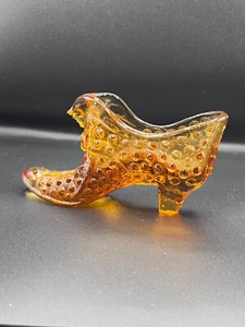 Vintage Fenton Braunglas Schuhnagel Katzenkopf Schuh Slipper - Bild 1 von 13