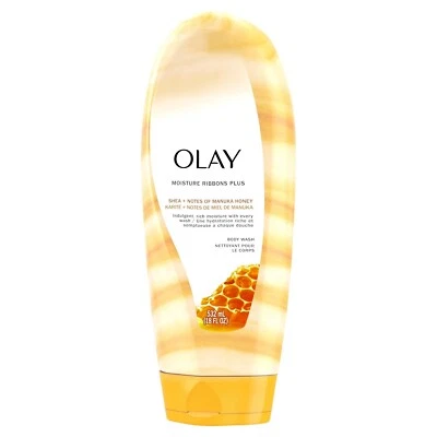Olay Moisture Ribbons Plus Body Wash Shea + Manuka Honey Scent, 18 Oz Each - Image 1 of 2