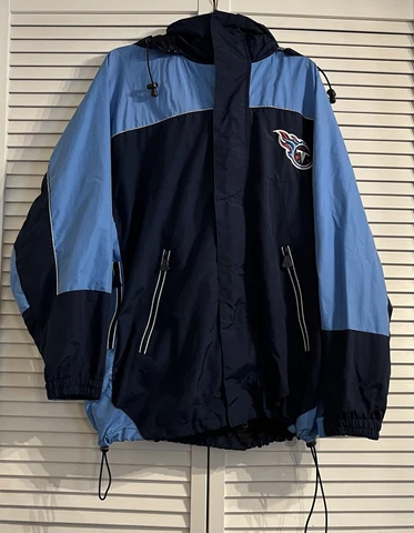 Tennessee Titans Jacket Adult Medium Blue Windbreaker NFL Full Zip Pullover Mens Cover