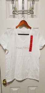 Camisa de manga corta con cuello en V para mujer Nautica. Talla M - Imagen 1 de 4