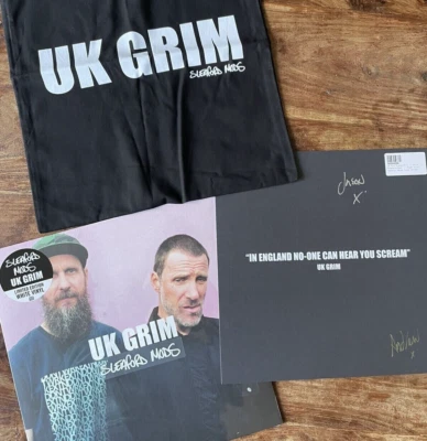 SLEAFORD MODS UK GRIM VINYLE BLANC NEUF SCELLÉ ÉD. LIM. + TOTE BAG + SIGNATURES - Photo 1/3