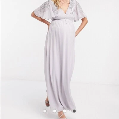 Новый с Ярлыками маленькая хозяйка размер 10 материнства вечернее платье макси серый украшенный длинный - Изображение 1 из 4