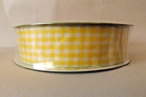 New Sealed Member's Mark 50 Yds. Wired Edge Ribbon YELLOW & WHITE CHECKED 1.5" - Picture 1 of 4