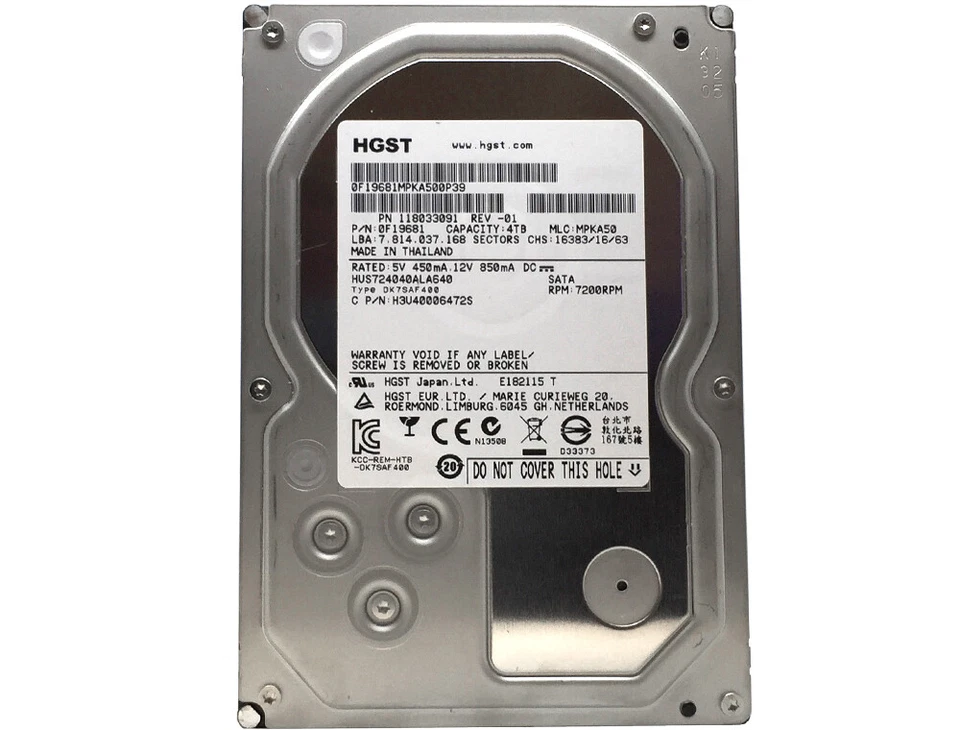 HGST Ultrastar 7200RPM HUS724040ALA640 0F19681 4TB 7200RPM 64MB Cache SATA 6.0G - Image 1 of 1