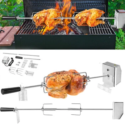 FROADP Universal BBQ Grillspieß Set 117 cm Rotisserie Drehspieß Edelstahl mit Motor Set