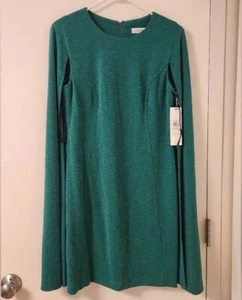 NWT Calvin Klein Women's sheath Dress cape sleeves Color Size 4 Green MSRP $134 - Picture 1 of 1