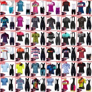 Womens Cycling Shorts Set 6 2021 Womens Short Sleeve Cycling Jersey Bib Shorts Set Summer Team Bike Outfits