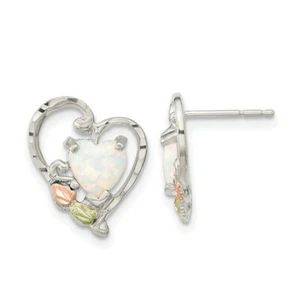 Pendientes corazón ópalo oro Black Hills 12K acento plata esterlina ópalo creado en laboratorio - Imagen 1 de 2