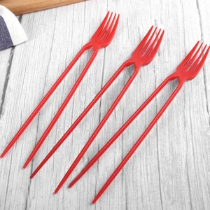 Palillos de tenedor en uno, paquete de 5 piezas de corcho palillos de tenedor combo rojo - Imagen 1 de 6