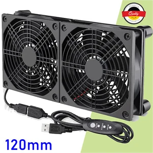 PC Lüfter USB Ventilator 2in1 Zweireihig 5V 120 mm für Computer Router PS5 XBox - Bild 1 von 23