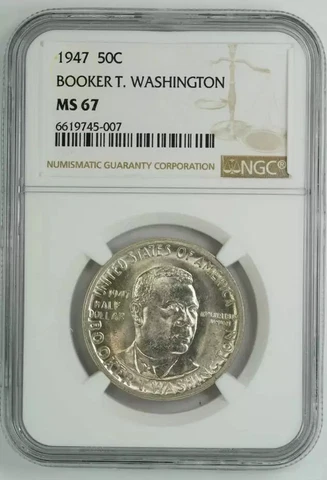 1947 BOOKER T WASHINGTON COMMEMORATIVE HALF DOLLAR 50C NGC MS 67 UNC (007) Cover