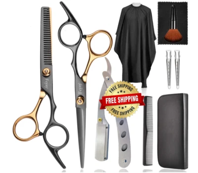 Kit de barbería profesional con tijeras y capa para el cabello pelo nabajas Foto 1 de 4