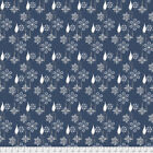 Free Spirit Mid-Century Christmas Candles Blue Cotton Fabric By Yd