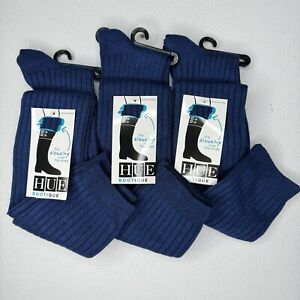 HUE Slouchy Over The Knee Boot Sock Navy Blue Marled Ribbed One Size 3 Pairs NEW