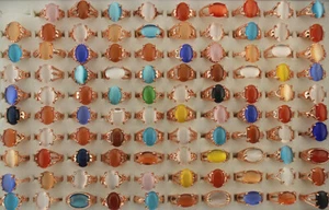 Bulk Lots 32pcs Classic Mixed Style Women Cat's-eye Stone Ring Wholesale Rings - Picture 1 of 8