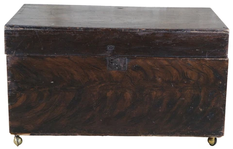 Primitive Antique Pine Painted Grain Blanket Chest Storage Trunk Coffee Table Cover