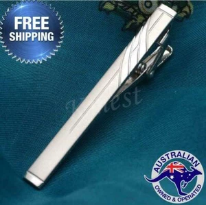 Style Tie Clip Pin Men Silver Stainless Steel Fashion Clasp Bar Office Wedding - Picture 1 of 2