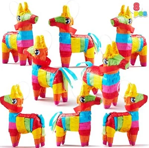 Cinco De Mayo 8 pcs Mini Donkey Pinatas 5.7"x7.5" Rainbow Color for Fun Fiesta - Picture 1 of 7