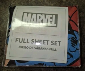 Juego de sábanas tamaño completo Marvel Comics Avengers Spider-Man Hulk funda de almohada plana ajustada - Imagen 1 de 5