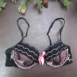 Sujetador Victoria's Secret 36B Negro Encaje Acolchado Con Aros Cierre Ajustable Espalda - Imagen 1 de 11