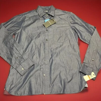 NWT Van Huesen Mens Size S 14-14.5 Blue Long Sleeve Shirt Never Tuck Slim Fit - Image 1 of 4
