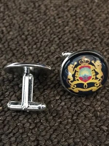 BOUTONS DE MANCHETTES Armoiries Blason Maroc 🇲🇦 Royaume Royal Cuff Lincks 2cm - Imagen 1 de 3