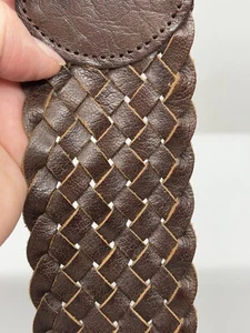 Linea Pelle BOHO Wide Braided Leather Belt ~MED~~J Brown - Picture 1 of 7