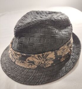 The Original Panama Jack Hat Fedora Unisex 100% Toyo Brown Band Gray Hat Size L