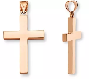 14k Rose Gold Solid Cross Pendant For Women - Made in USA - Picture 1 of 1